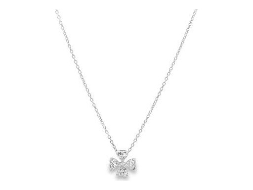 18K White Gold Necklace with Natural Heart and Round Diamonds